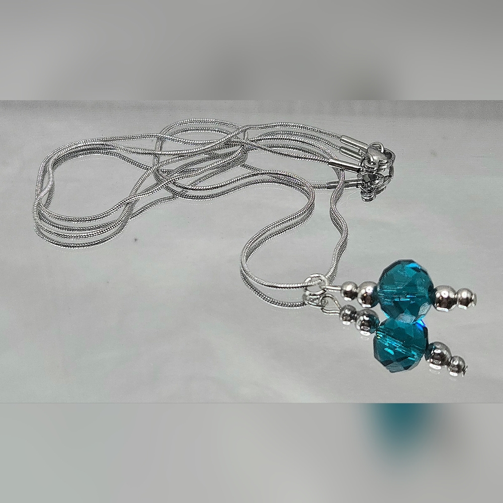 Elegant Silver and Blue Crystal Earrings - Picture 2 of 11